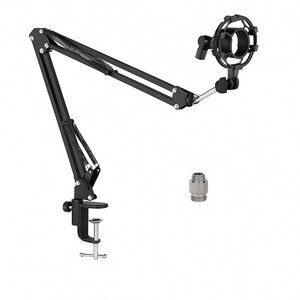 Professional Recording Microphone Stand with Adjustable Boom Arm and Adapter